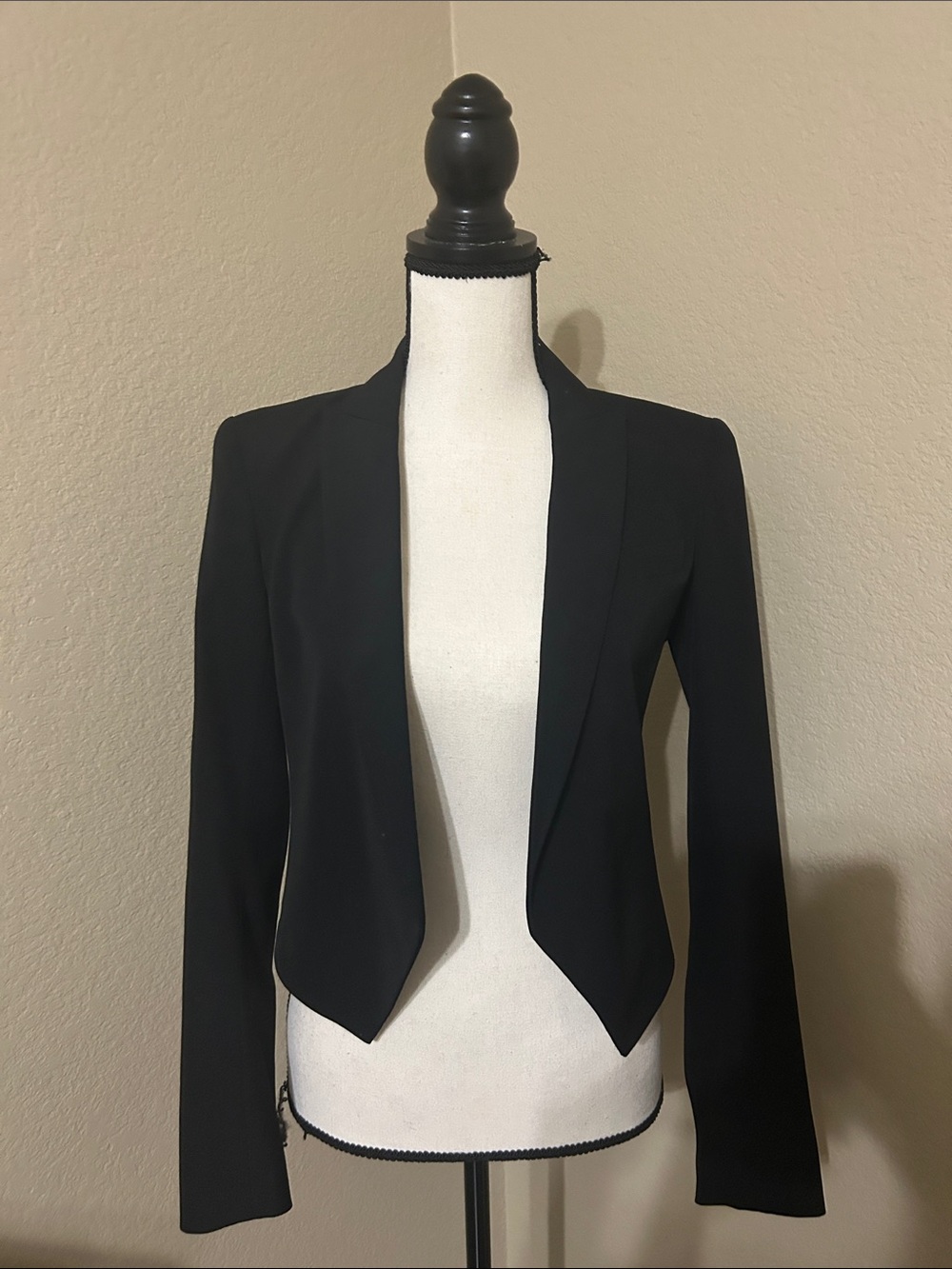 Theory Black Cropped Open-Front Blazer